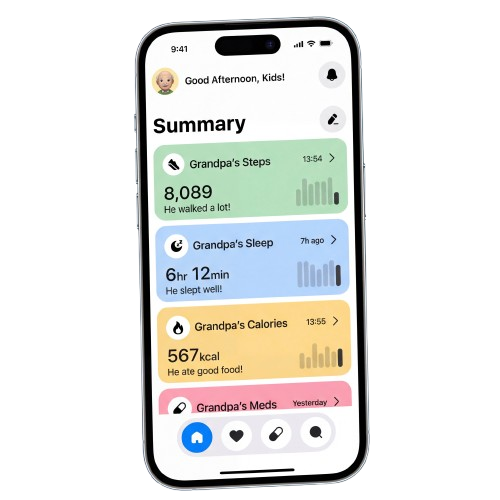 Family member checking the Sentir dashboard on their phone